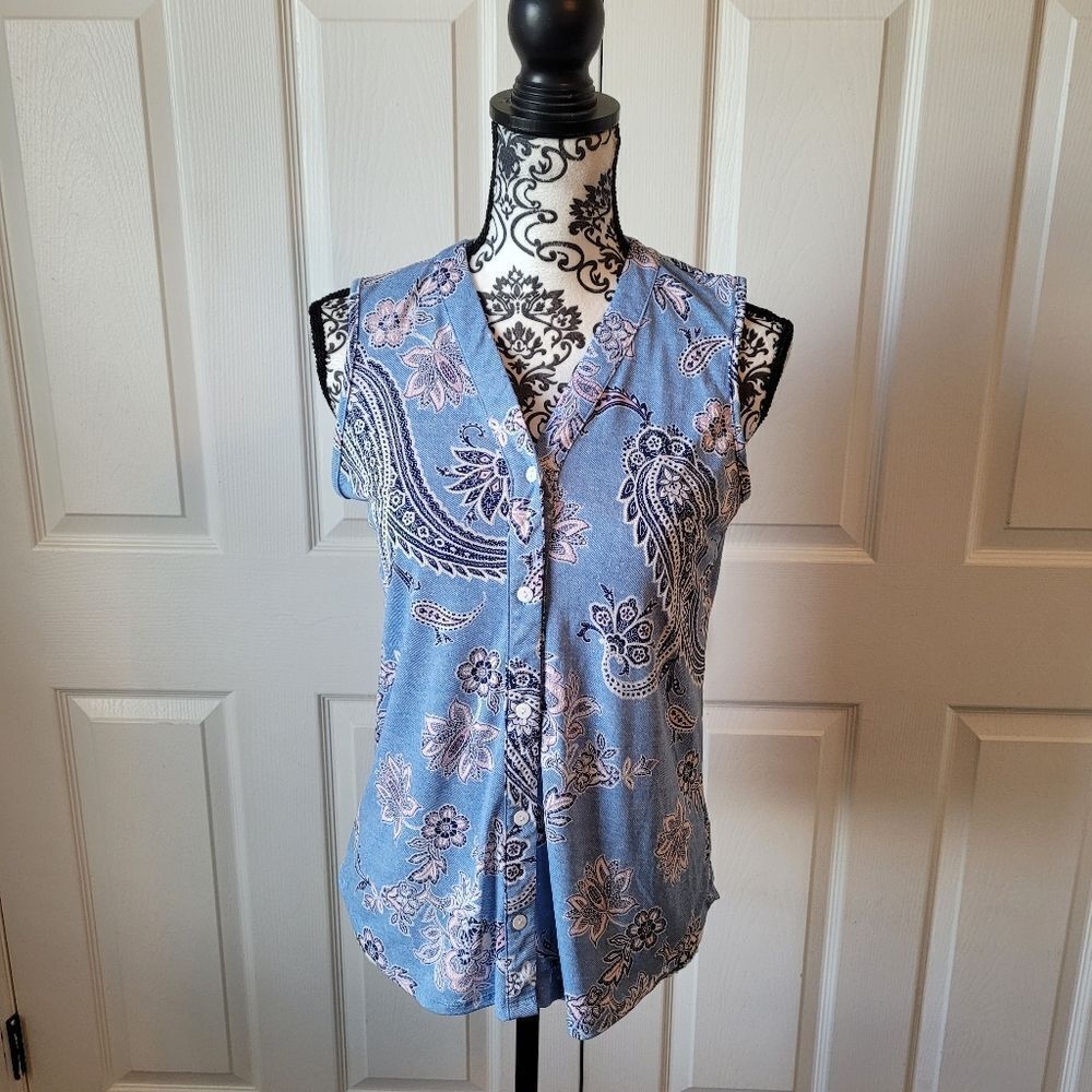 Amana woman's blue paisley and floral small top